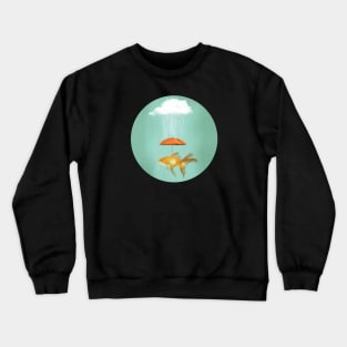 Under a Cloud - Cloud, Rain Umbrella Goldfish Crewneck Sweatshirt